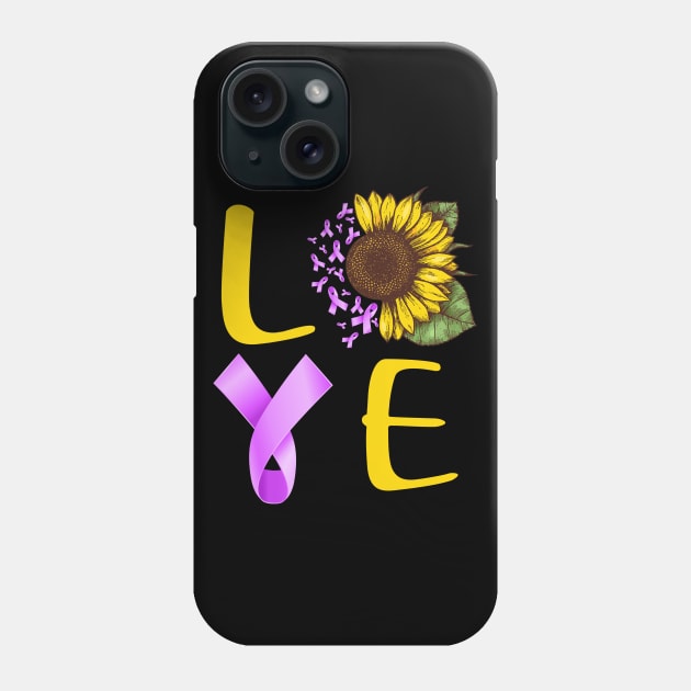 love pancreatic cancer sunflower Phone Case by TeesCircle