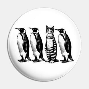 Unexpected Retro Penguins Cat Funny Cat Pin