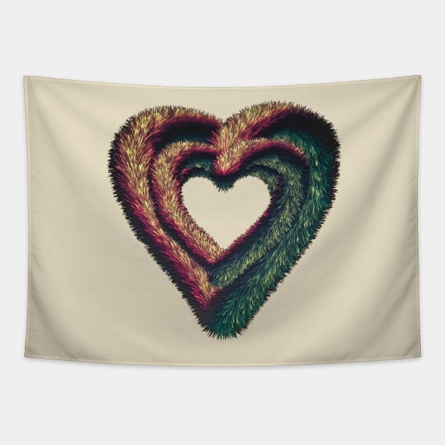 Vintage Valentines Fur Heart Tapestry by conundrumarts