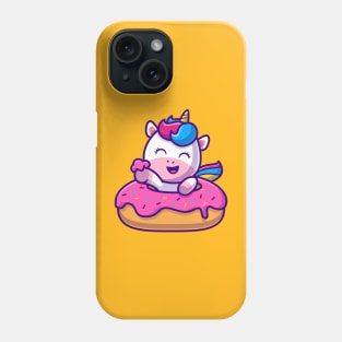 Cute Unicorn Eating Doughnut Cartoon Phone Case