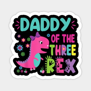 Daddy Of The Three Rex Birthday Dinosaur Family Matching Magnet