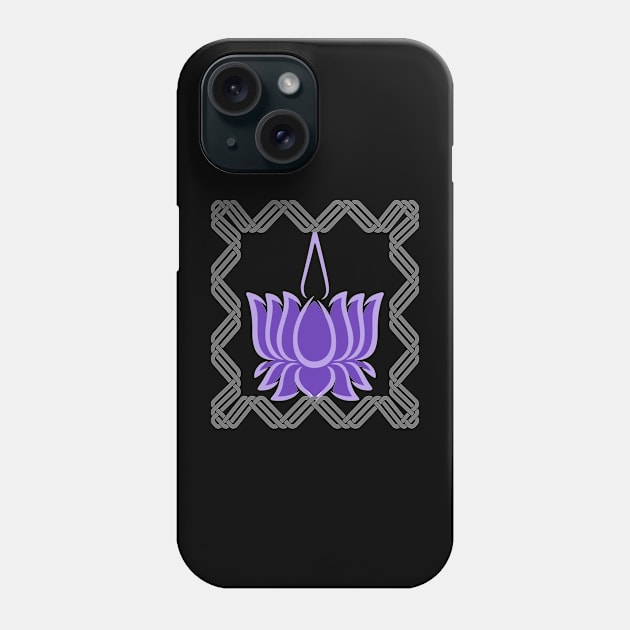 Violet lotus with grey frame Phone Case by KQ1985