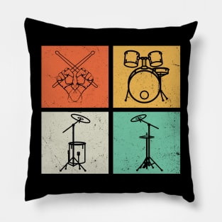 Drummer Music Instrument Shirt Drummer Drum Set Vintage Pillow