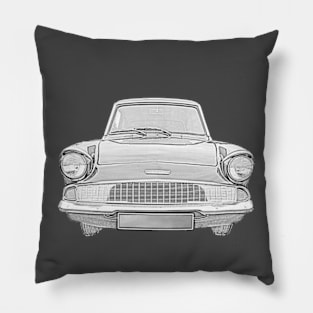 Ford Anglia 105E 1960s classic car monochrome Pillow