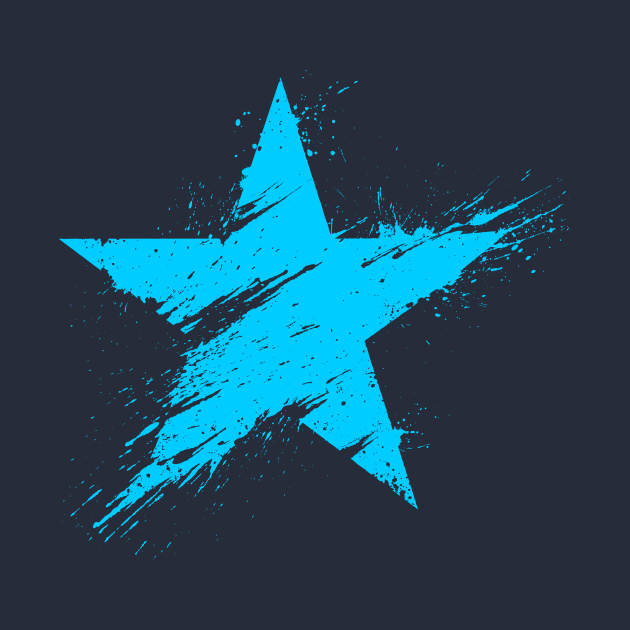 Paint Splatter Star - Cyan Blue by RedStormCloud