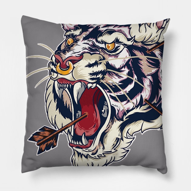 White Tiger Mighty Pillow by Ckllydh