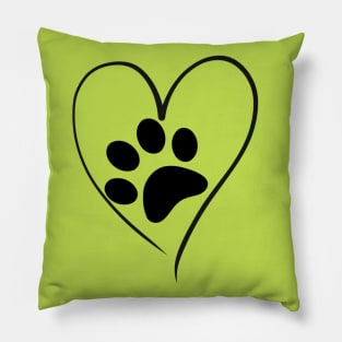 Women cute paw print heart design dog cat lover pet tee Pillow
