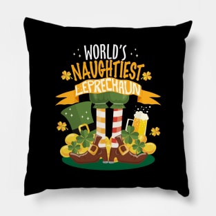 World's Naughtiest Leprechaun St. Patrick's Day Funny T-shirt Pillow