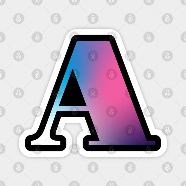 Capital Letter A Monogram Gradient Pink Blue White Magnet by Terriology