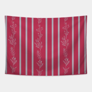 Gray Stripes and Minimal Flower Leaf Tapestry