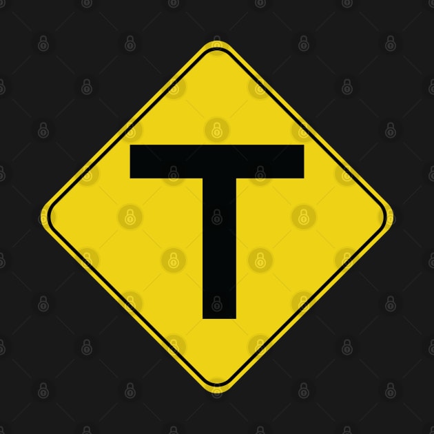 Caution Road Sign T Intersection by shanestillz