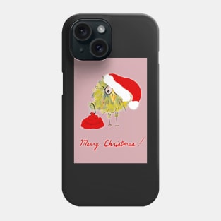 Funny Bird with Santa Hat and Sack Christmas Card! Phone Case