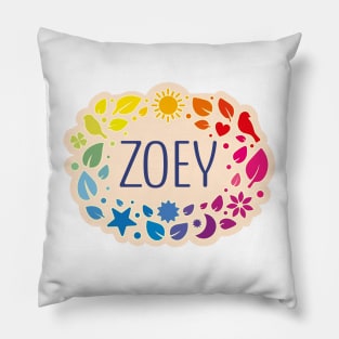 Zoey name with colorful leaves Pillow