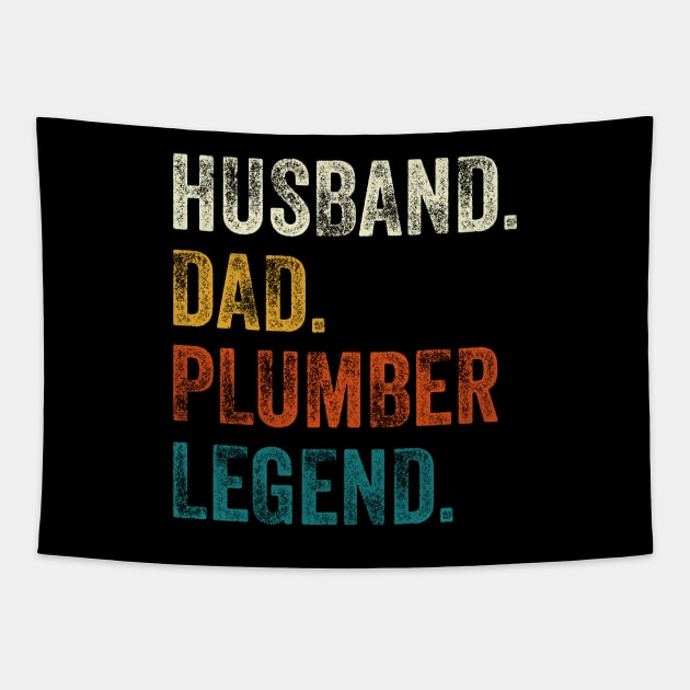 Husband Dad Plumber Legend Retro Vintage Tapestry by DragonTees
