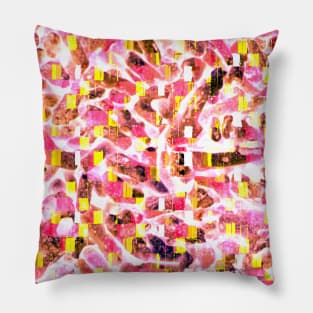 Abstract Coral Red-Orange-Pink Tones Glitch Pattern Pillow