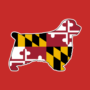 Clumber Spaniel Silhouette with Maryland Flag T-Shirt
