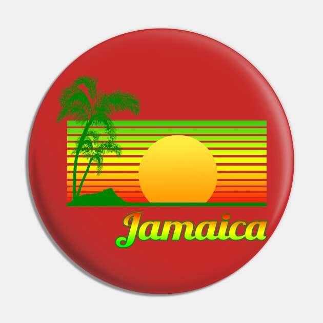 Retro Beach Jamaica Sunset Pin by macdonaldcreativestudios