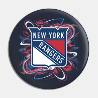 New York Rangers' logo, with bold geometric shapes and vibrant colors Pin