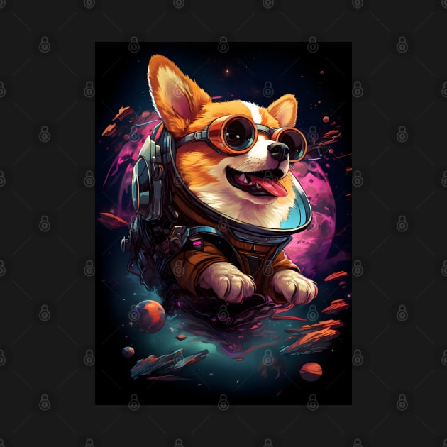 Corgi in Space Funny Welsh Corgi Pembroke Dog Lover Cyberpunk by Ai Wanderer