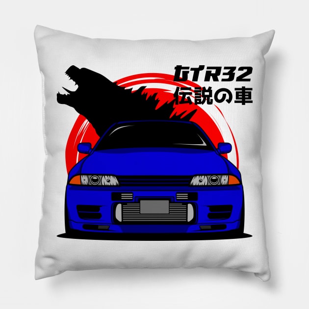 JDM Blue R32 Pillow by GoldenTuners