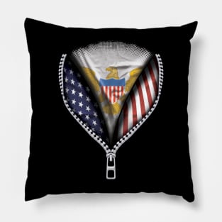 Virgin Islander Flag  Virgin Islands Flag American Flag Zip Down - Gift for Virgin Islander From Virgin Islands Pillow