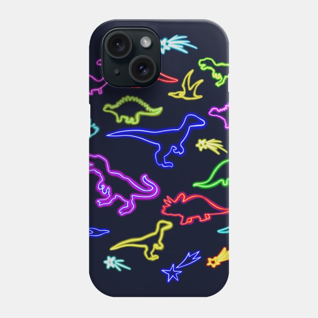 Neon Dinosaurs Phone Case by Lyara Costa