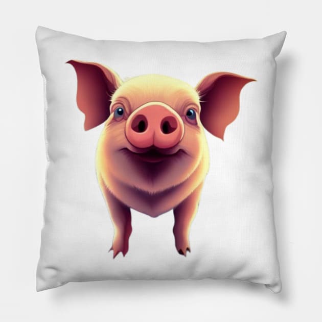 Happy Pig Pillow by Atomus