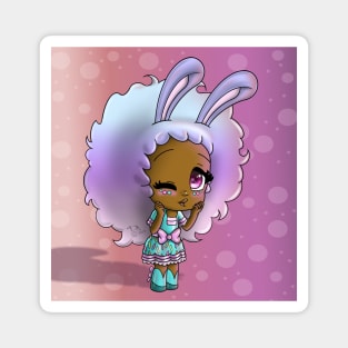 African American Girl with Bunny Ears Magnet