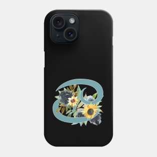 Cancer Horoscope Zodiac Blue Sunflower Design Phone Case