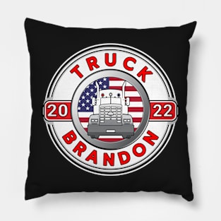 FREEDOM CONVOY USA  TRUCK BRANDON - TRUCKERS FOR FREEDOM - USA FREEDOM CONVOY 2022 WHITE ROUND RED LETTERS Pillow