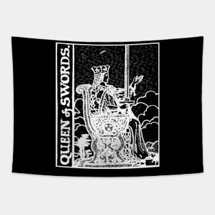 Queen of Swords Tarot Card Rider Waite Black and White Tapestry