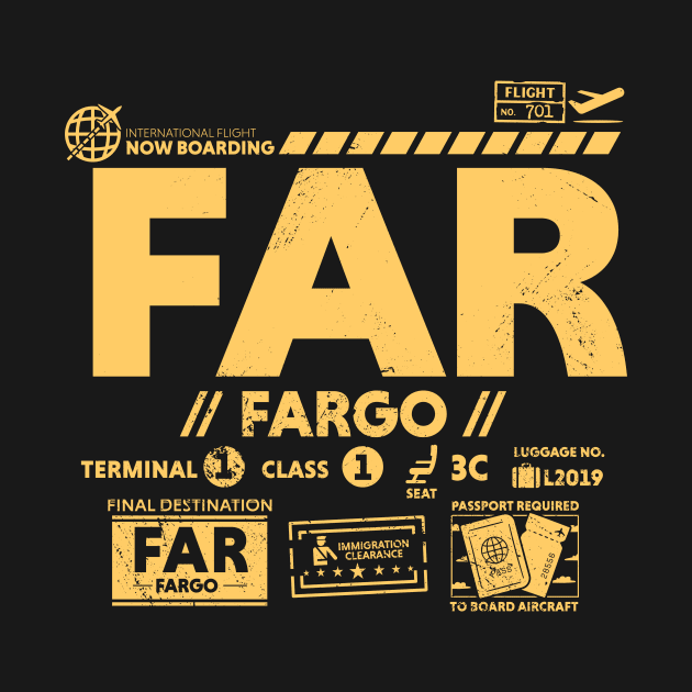 Vintage Fargo FAR Airport Code Travel Day Retro Travel Tag North Dakota by Now Boarding