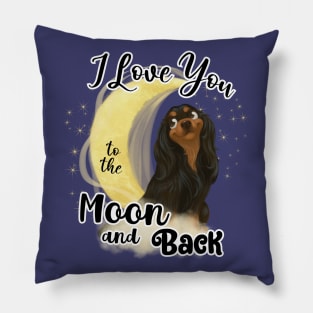 I love my Cavalier to the moon and back. Black and Tan Pillow