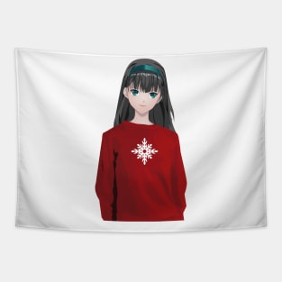 Anime Girl With Christmas Sweater Tapestry