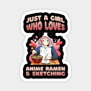 Anime Girl Ramen Sketching Magnet