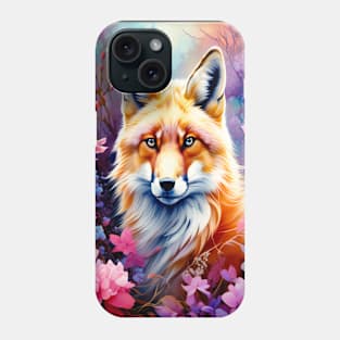 Red Fox with Flowers and Forests Phone Case