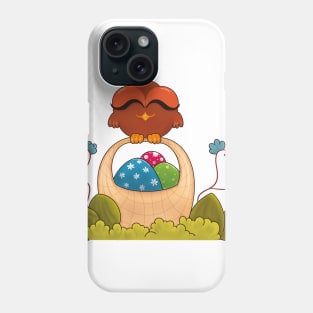 Happy Easter cute bird on Easter eggs basket Phone Case