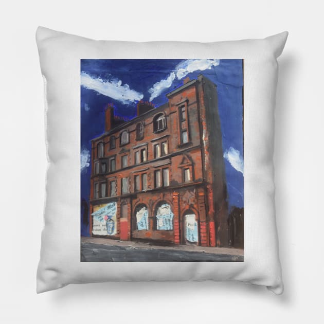 The Last Building, Defiance, Glasgow, Scotland Pillow by golan22may