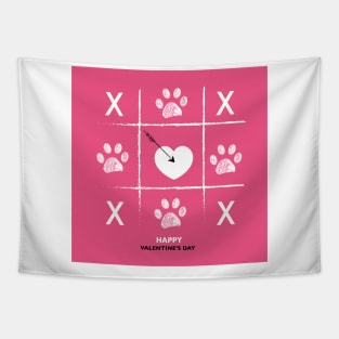 Tic tac toe game with paw prints pink Tapestry