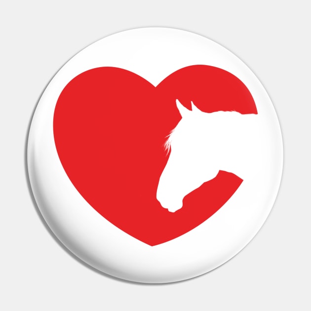 Horse Silhouette Red Heart Pin by Sleazoid