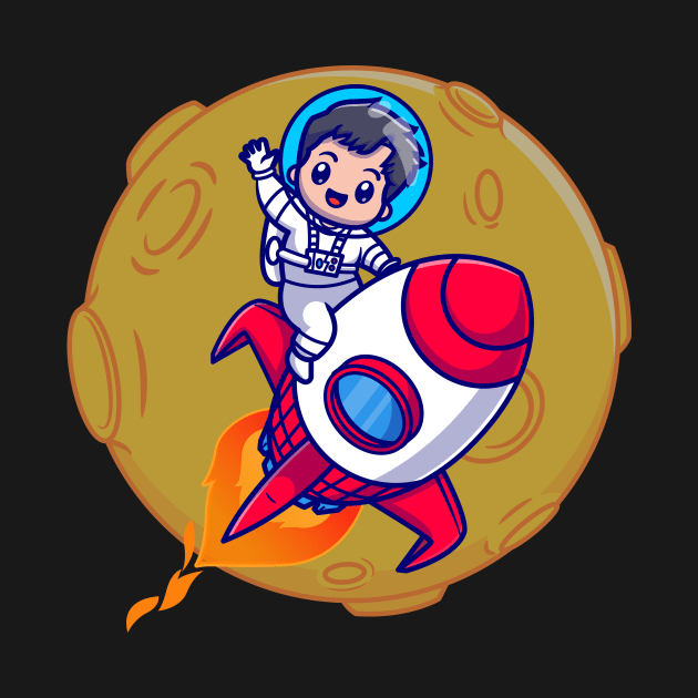 Cute Boy Astronaut Riding Rocket Cartoon by Catalyst Labs