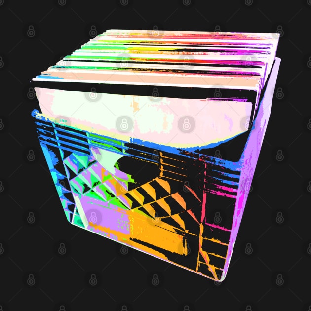 Crate of Vinyl LP Records (pop art colors) by robotface