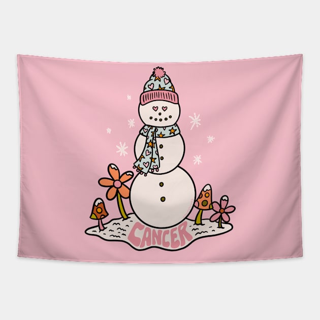 Cancer Zodiac Snowman Tapestry by Doodle by Meg