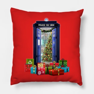 Tardis at Christmas Pillow