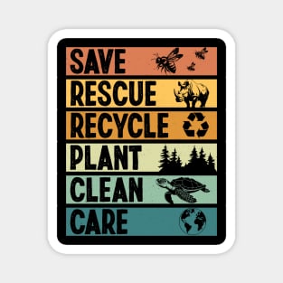 Vintage Earth Day Save Rescue Recycle Plant Clean Care 2024 Magnet