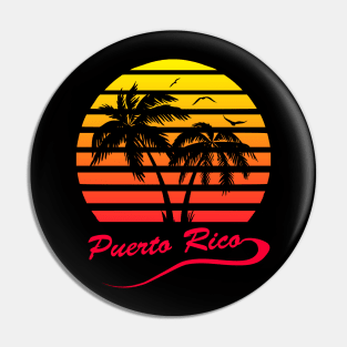 Puerto Rico 80s Tropical Sunset Pin