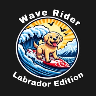 Wave Rider Labrador Edition- Labrador Puppy Surfing on the Great Waves off Kanagawa T-Shirt