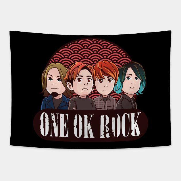 One Ok Rock Anime Big Head Oneokrock Tapestry Teepublic