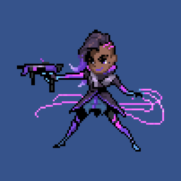 Overwatch - 16-Bit Sombra T-Shirt by wyckedguitarist