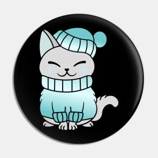 Cute Cozy Colorful Snow Winter Cat Kitty Pin